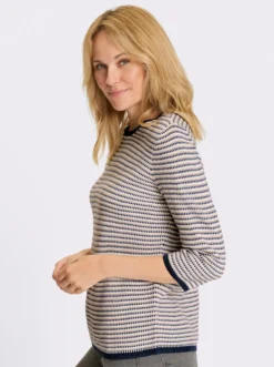Jacquard-Pullover mit 3/4-Ärmeln