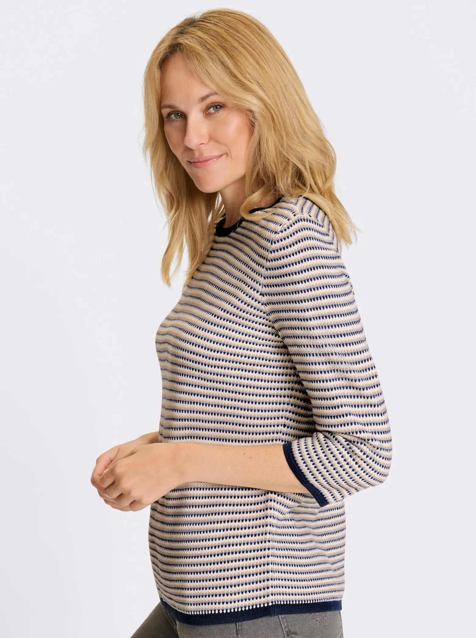 Jacquard-Pullover mit 3/4-Ärmeln