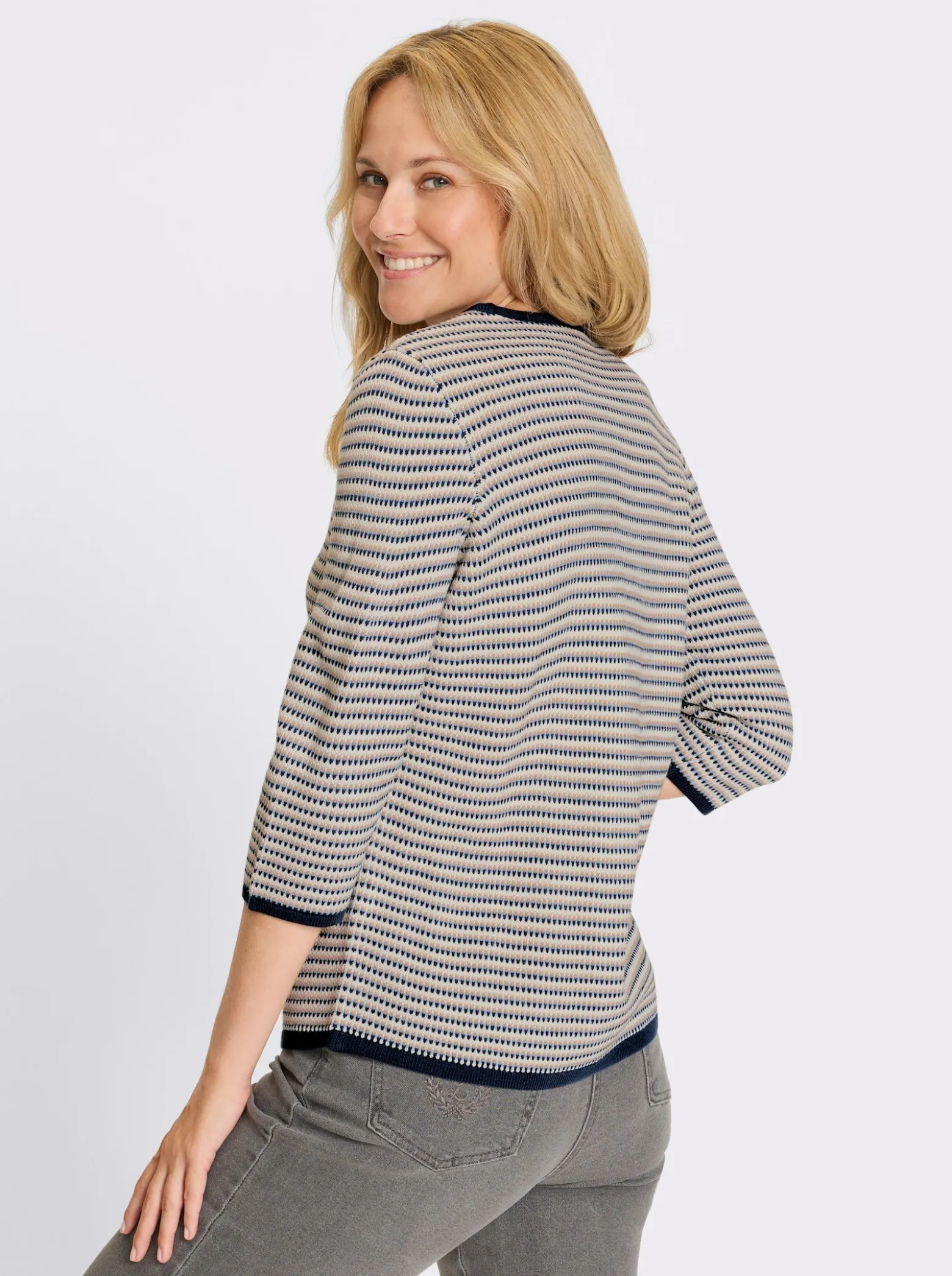 Jacquard-Pullover mit 3/4-Ärmeln