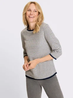 Jacquard-Pullover mit 3/4-Ärmeln
