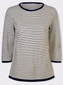 Jacquard-Pullover mit 3/4-Ärmeln