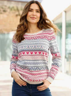 Jacquard-Pullover mit Rundhals-Ausschnitt