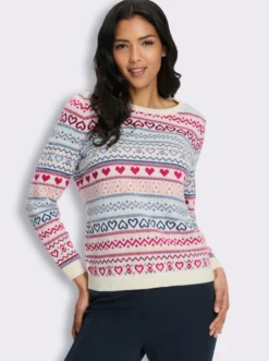 Jacquard-Pullover mit Rundhals-Ausschnitt
