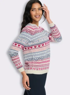 Jacquard-Pullover mit Rundhals-Ausschnitt