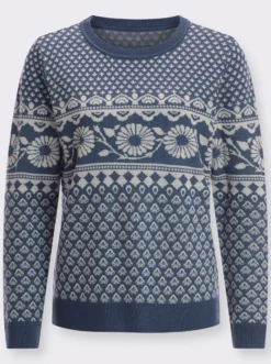 Jacquard-Pullover mit Rundhals-Ausschnitt