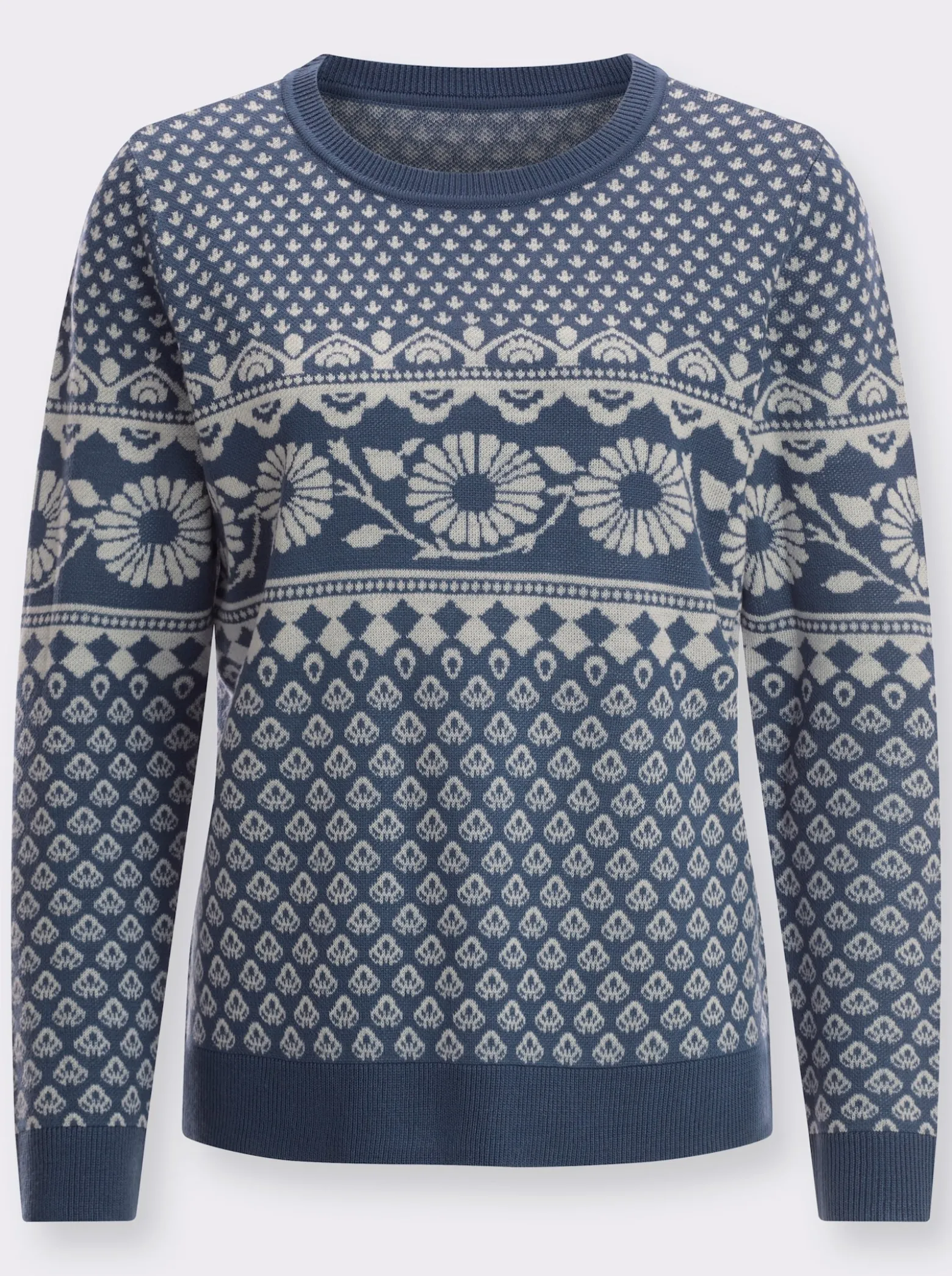 Jacquard-Pullover mit Rundhals-Ausschnitt