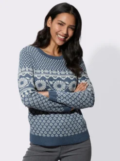 Jacquard-Pullover mit Rundhals-Ausschnitt
