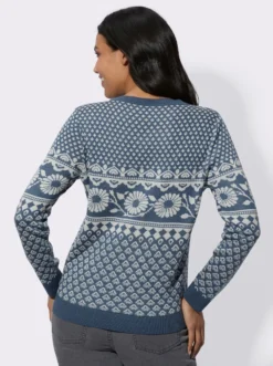 Jacquard-Pullover mit Rundhals-Ausschnitt
