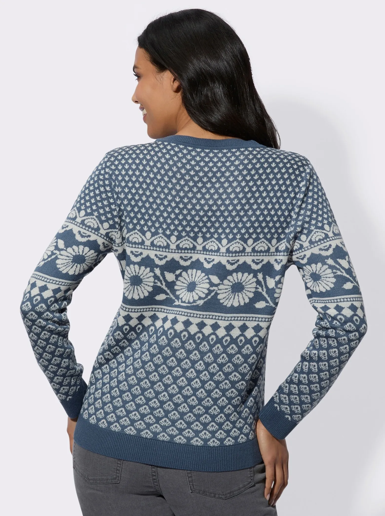 Jacquard-Pullover mit Rundhals-Ausschnitt