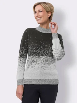 Jacquardpullover mit Stehkragen, pflegeleicht