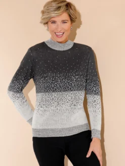 Jacquardpullover mit Stehkragen, pflegeleicht