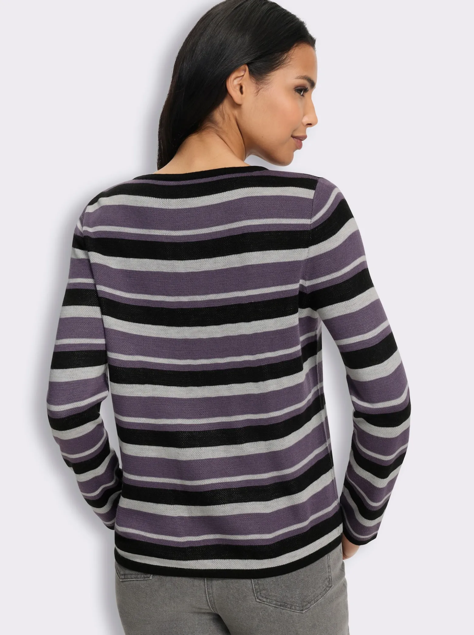 Jacquard-Pullover mit Streifen und Schriftzug