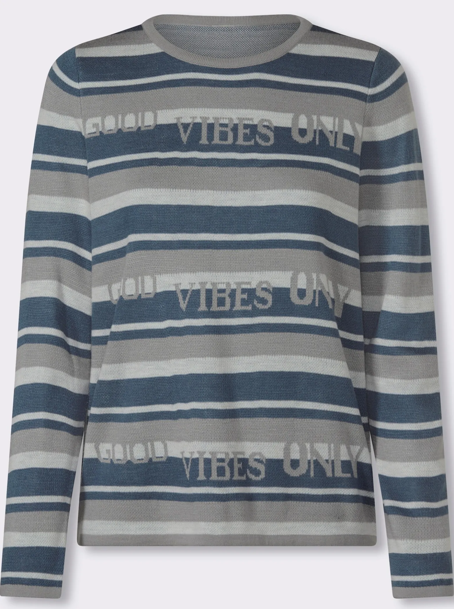 Jacquard-Pullover mit Streifen und Schriftzug