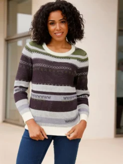 Jacquard-Pullover mit Strickmuster