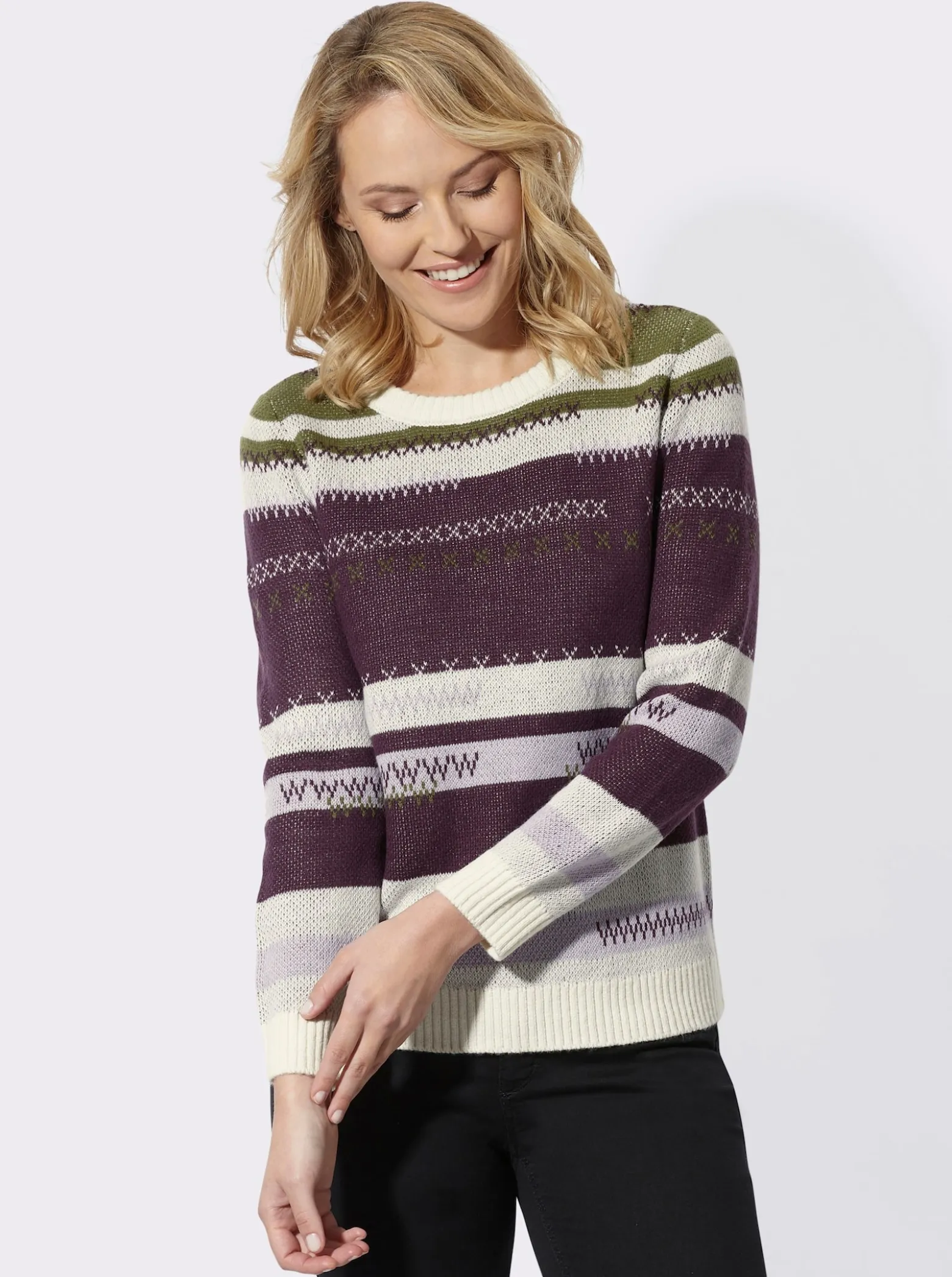 Jacquard-Pullover mit Strickmuster