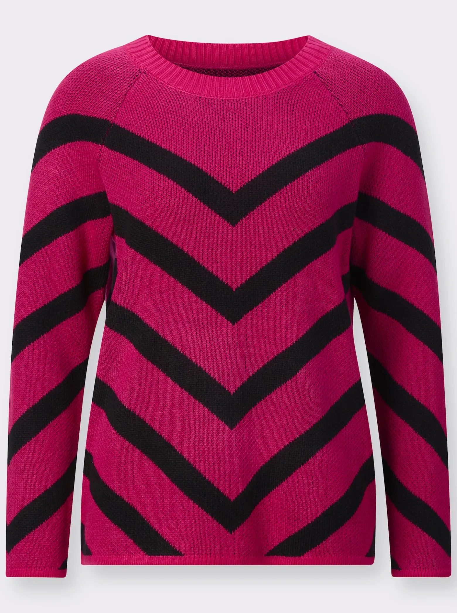 Jacquard-Pullover mit v-förmigen Streifenmuster