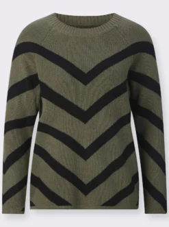 Jacquard-Pullover mit v-förmigen Streifenmuster