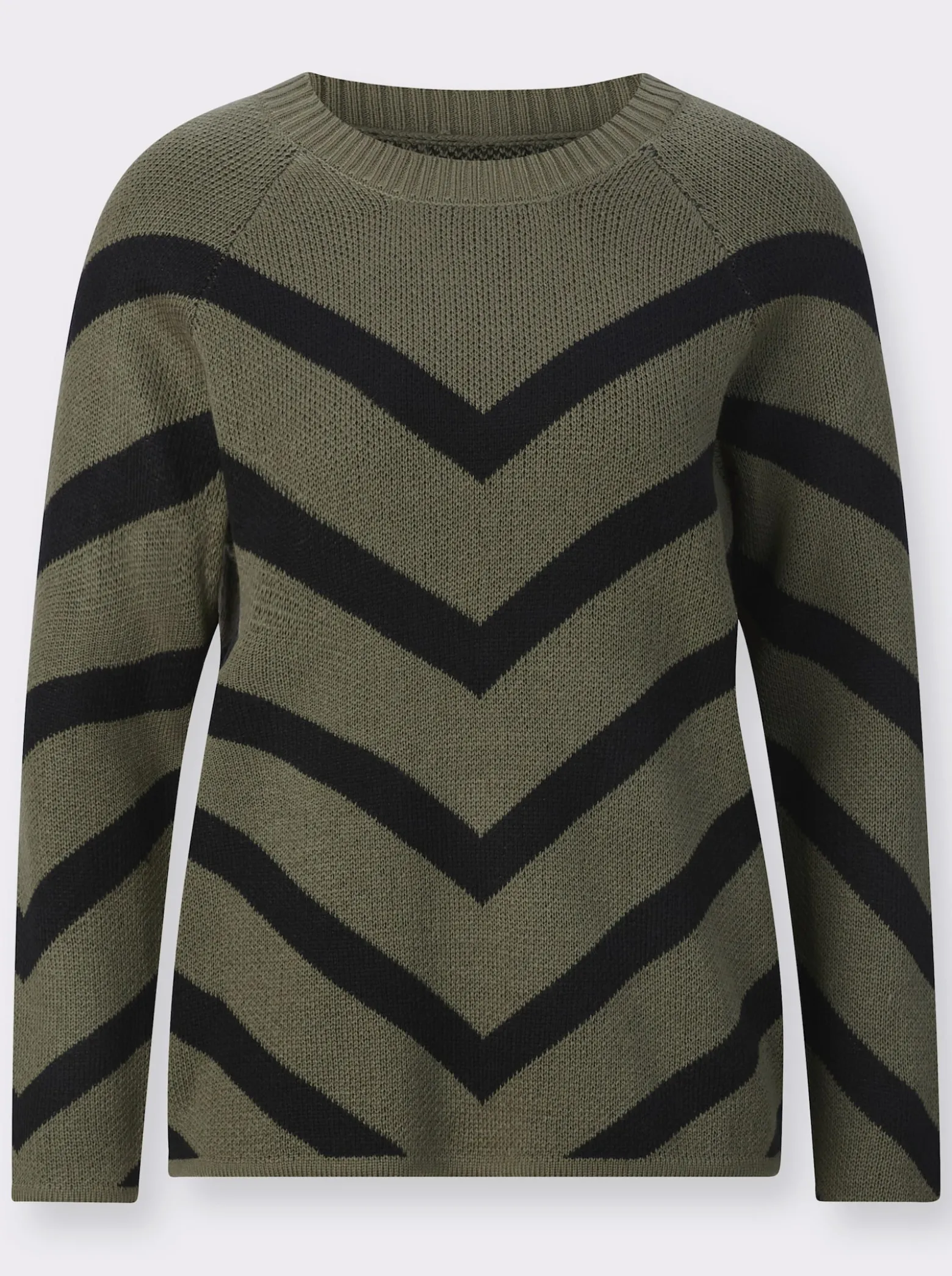 Jacquard-Pullover mit v-förmigen Streifenmuster