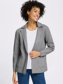 Jacquardstrickjacke im Blazer-Stil