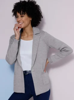 Jacquardstrickjacke im Blazer-Stil