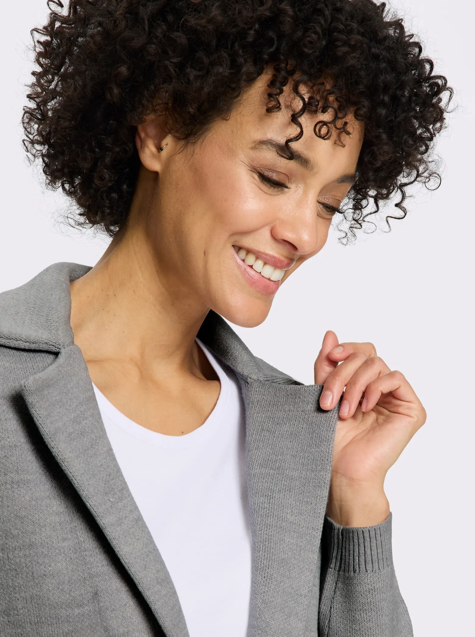 Jacquardstrickjacke im Blazer-Stil