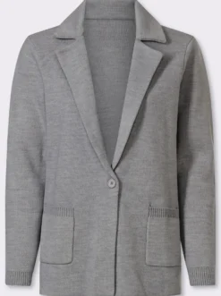 Jacquardstrickjacke im Blazer-Stil