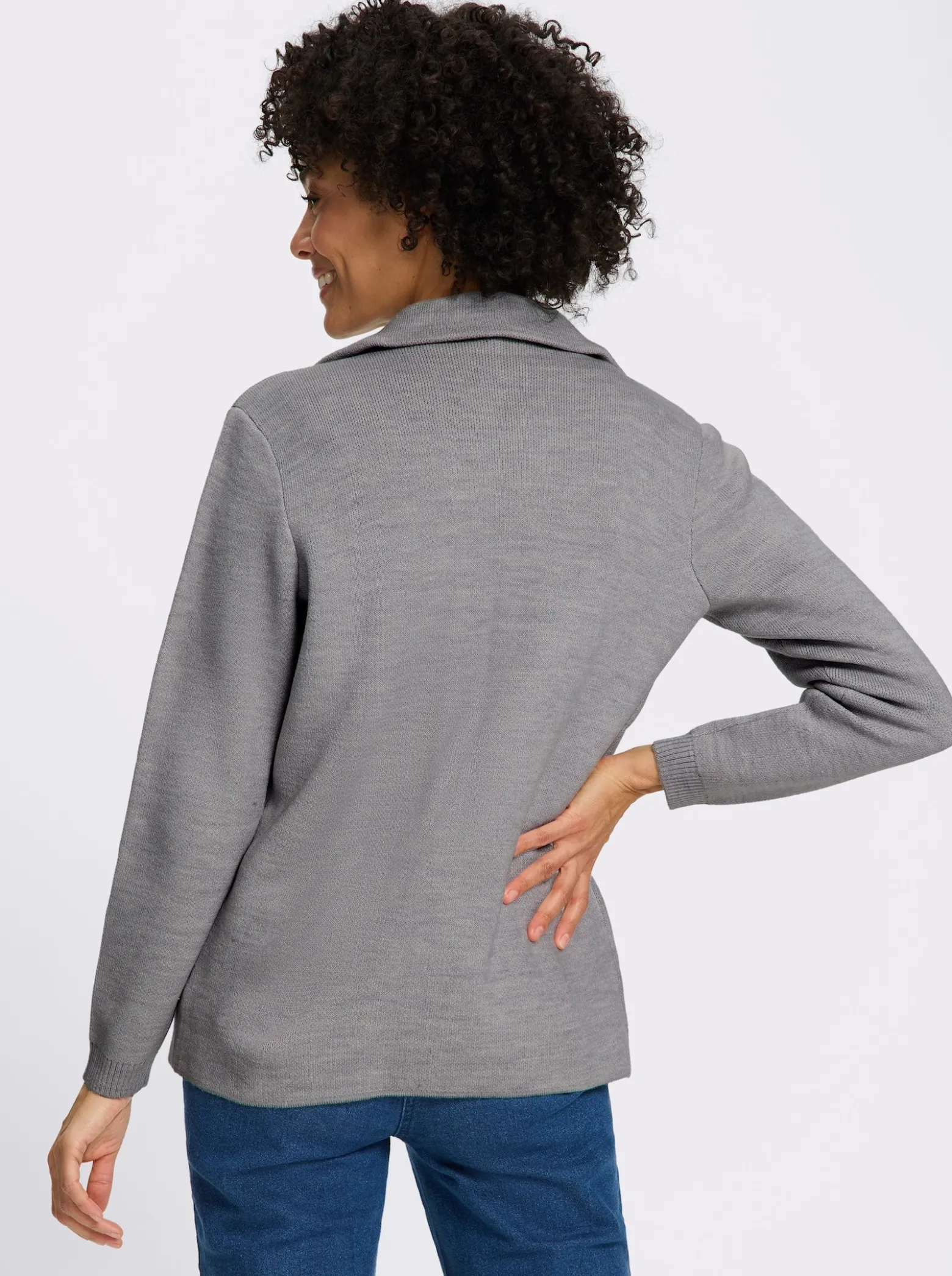 Jacquardstrickjacke im Blazer-Stil