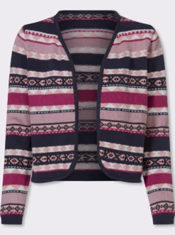 Jacquardstrickjacke im kurzer, offener Form