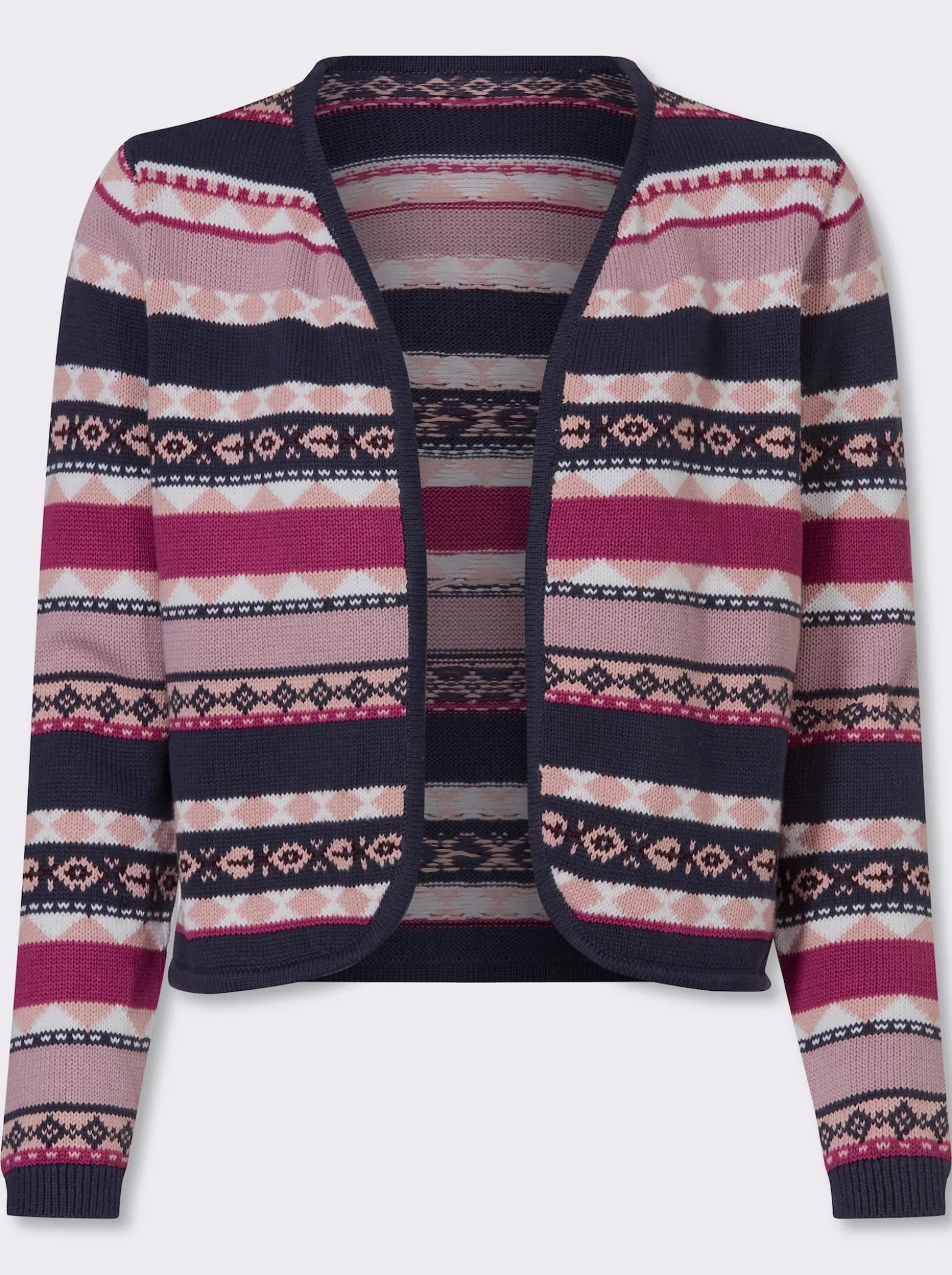 Jacquardstrickjacke im kurzer, offener Form