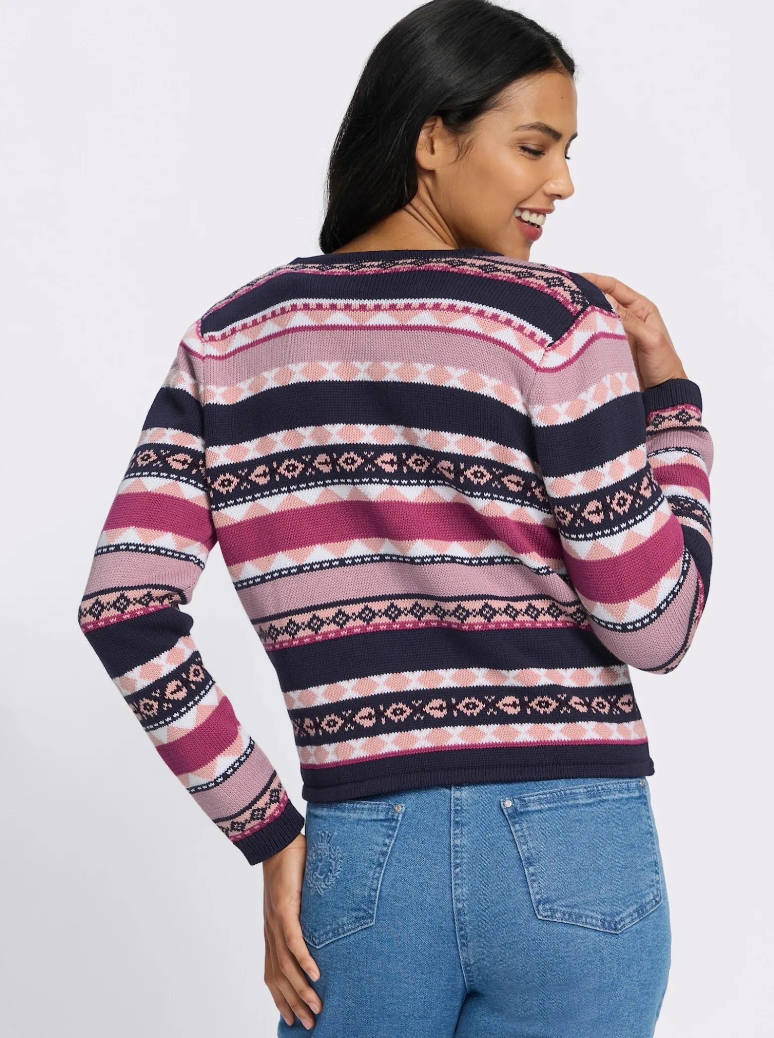 Jacquardstrickjacke im kurzer, offener Form