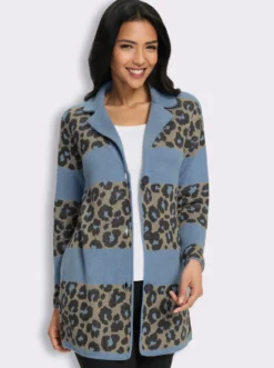 Jacquardstrickjacke im Mustermix