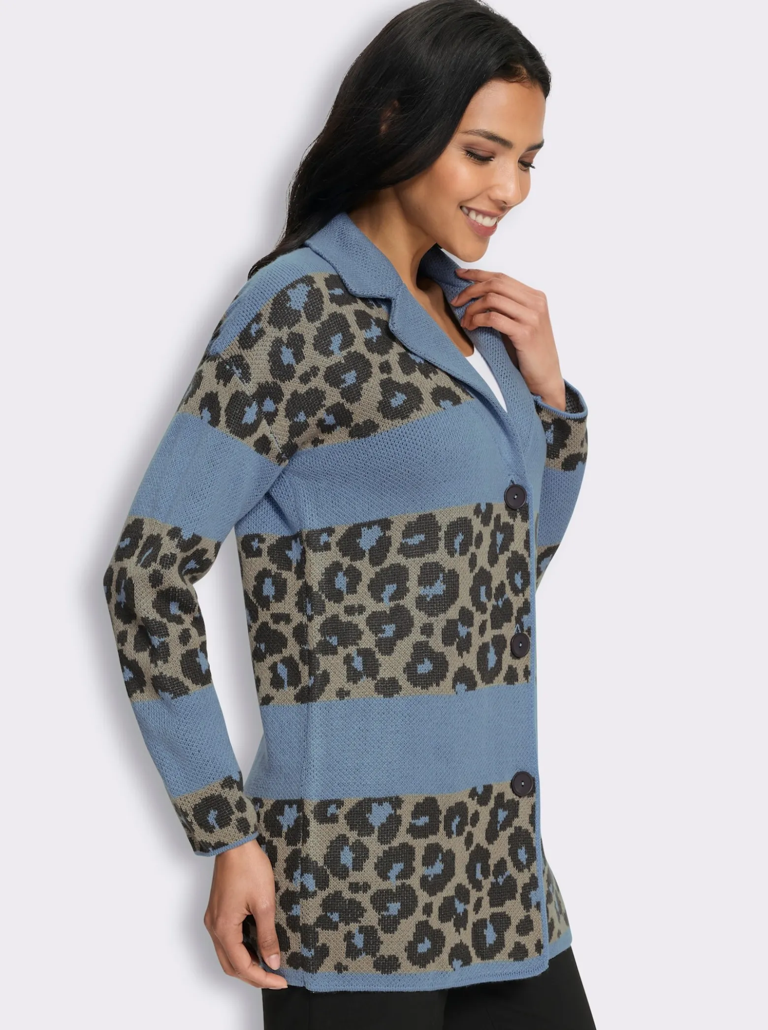 Jacquardstrickjacke im Mustermix