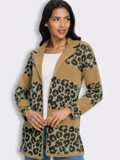 Jacquardstrickjacke im Mustermix
