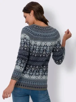 Jacquardstrickjacke im Norwegermuster