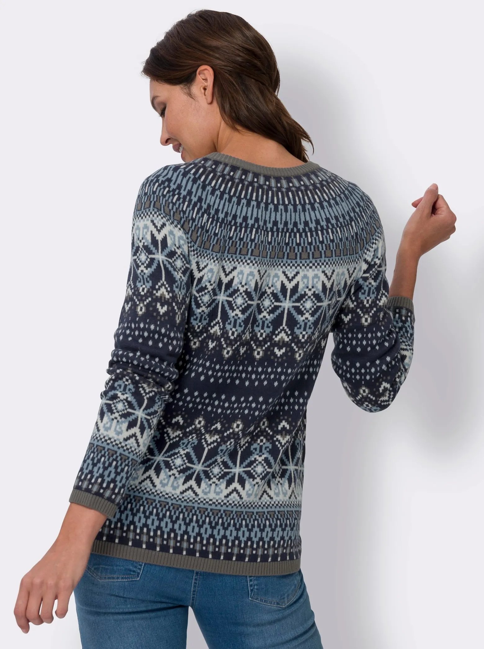 Jacquardstrickjacke im Norwegermuster