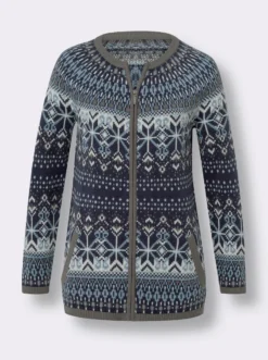Jacquardstrickjacke im Norwegermuster