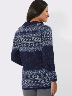 Jacquardstrickjacke im Norweger-Stil