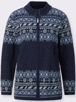 Jacquardstrickjacke im Norweger-Stil