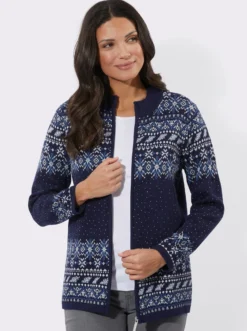 Jacquardstrickjacke im Norweger-Stil