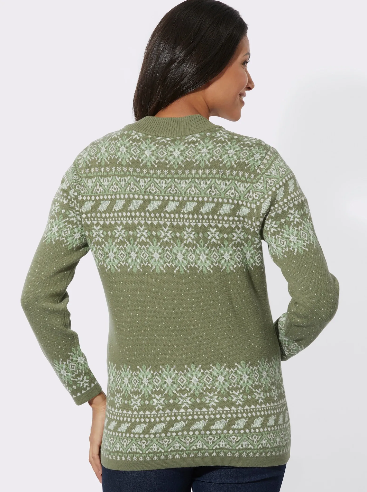 Jacquardstrickjacke im Norweger-Stil