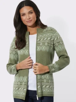 Jacquardstrickjacke im Norweger-Stil