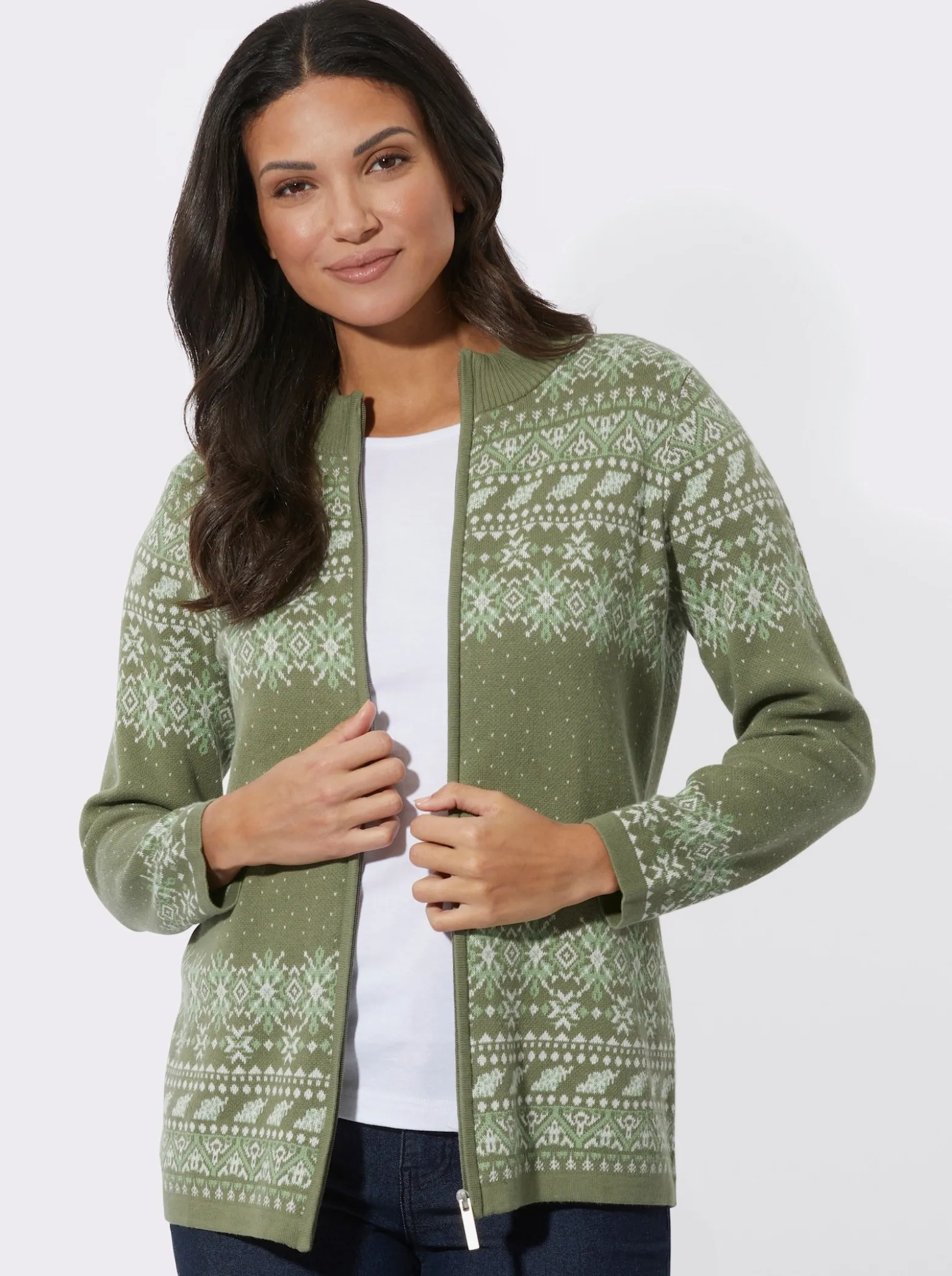 Jacquardstrickjacke im Norweger-Stil