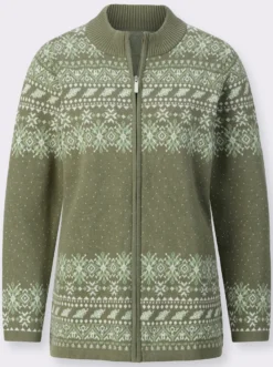 Jacquardstrickjacke im Norweger-Stil