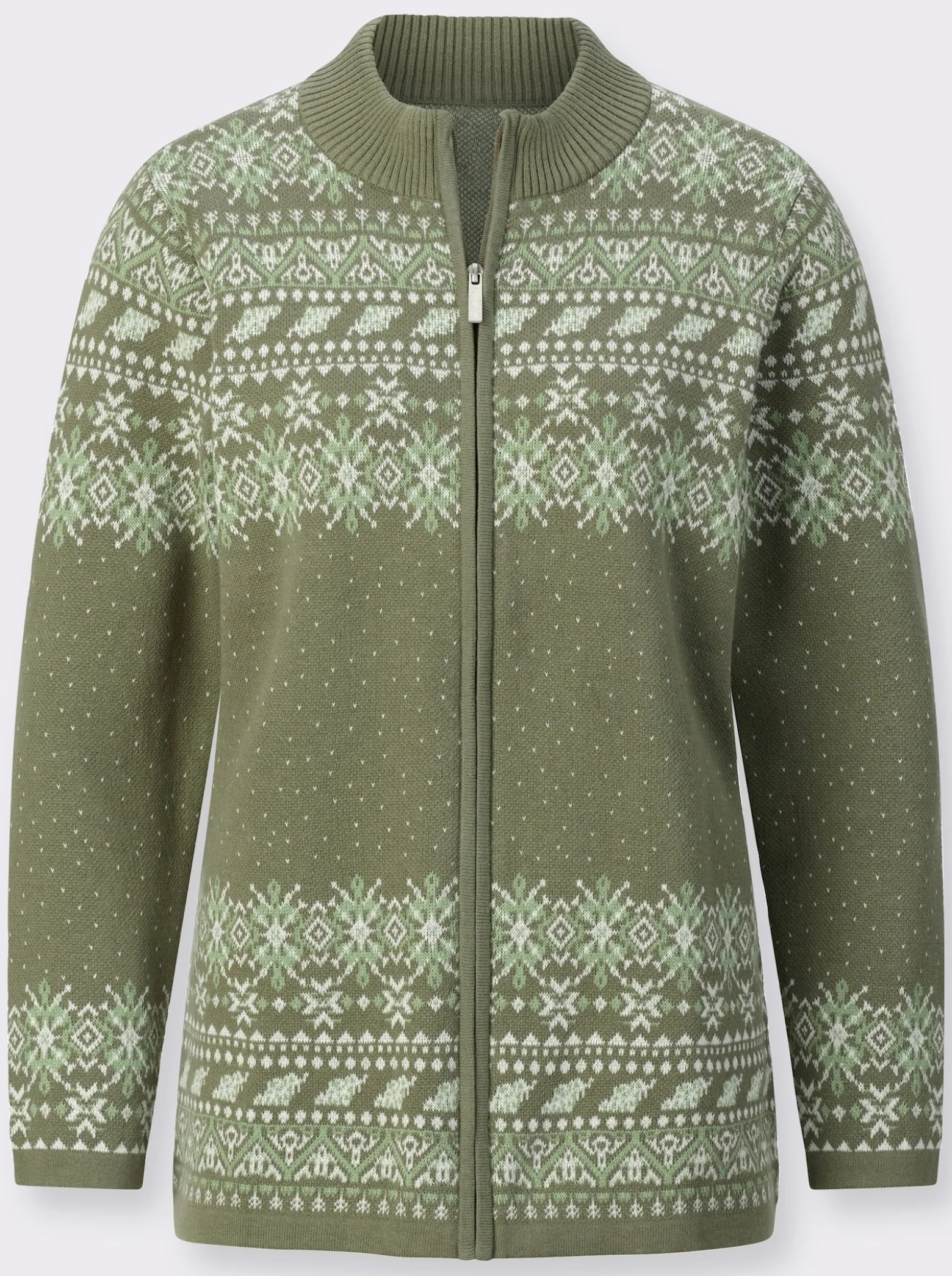 Jacquardstrickjacke im Norweger-Stil
