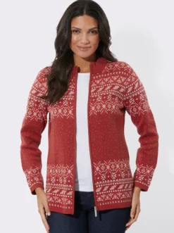 Jacquardstrickjacke im Norweger-Stil