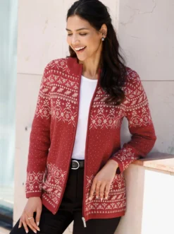 Jacquardstrickjacke im Norweger-Stil