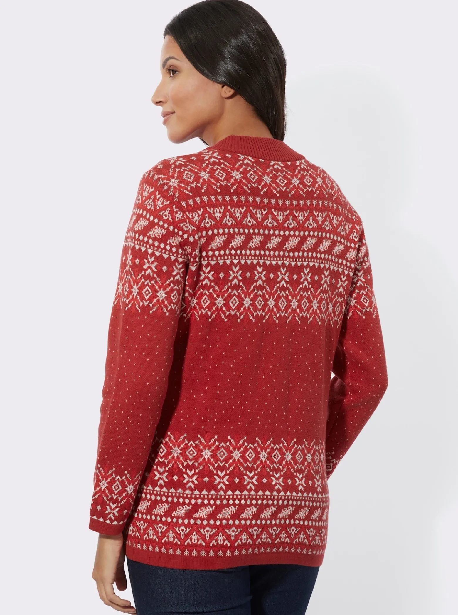 Jacquardstrickjacke im Norweger-Stil