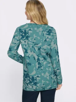 Jacquardstrickjacke in längerer Form