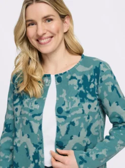 Jacquardstrickjacke in längerer Form