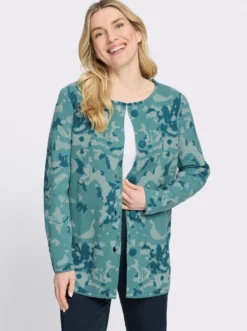 Jacquardstrickjacke in längerer Form